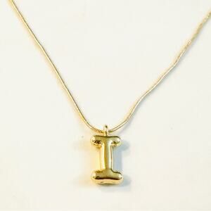 “I” Pendant Gold Initial Necklace